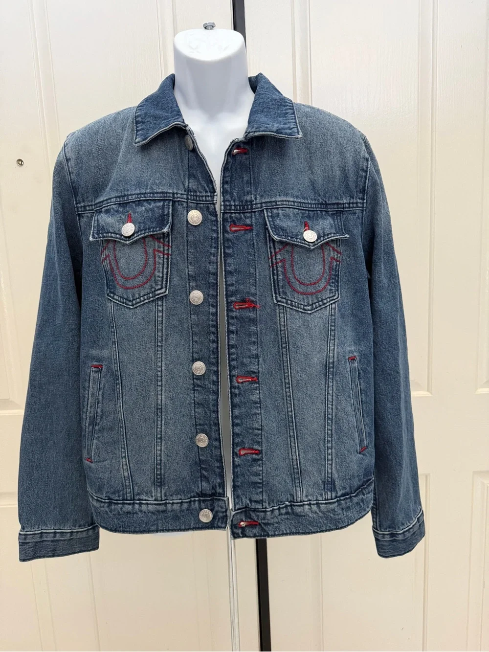 True Religion Blue Denim Trucker Jacket Sz M